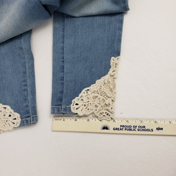 NYDJ 2P Lift Tuck Crochet Hem All Over Stretch Womens Doilie Ankle Jeans Pants - Picture 16 of 16